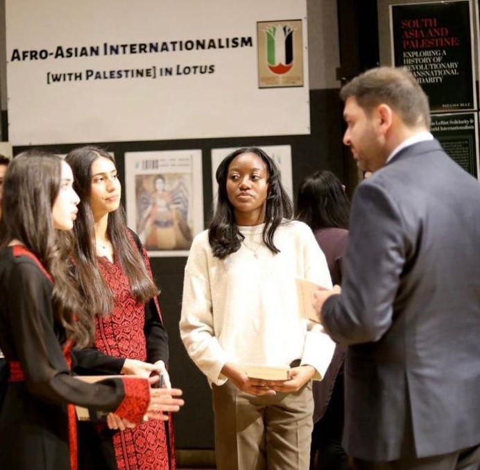 Students with Prof. Abdel Razzak Takriti at Palestine Salon, Nov 2022